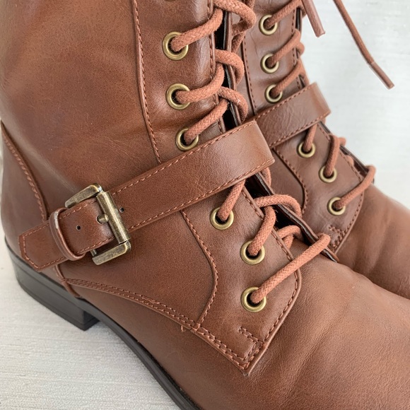 a.n.a. Brown Faux Leather lace Up Boots Woman’s 7.5M - Picture 7 of 12